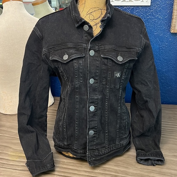 VINTAGE Y2K CALVIN KLEIN BLACK JEAN JACKET LARGE - Picture 1 of 16